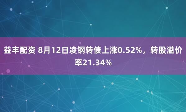 益丰配资 8月12日凌钢转债上涨0.52%，转股溢价率21.34%